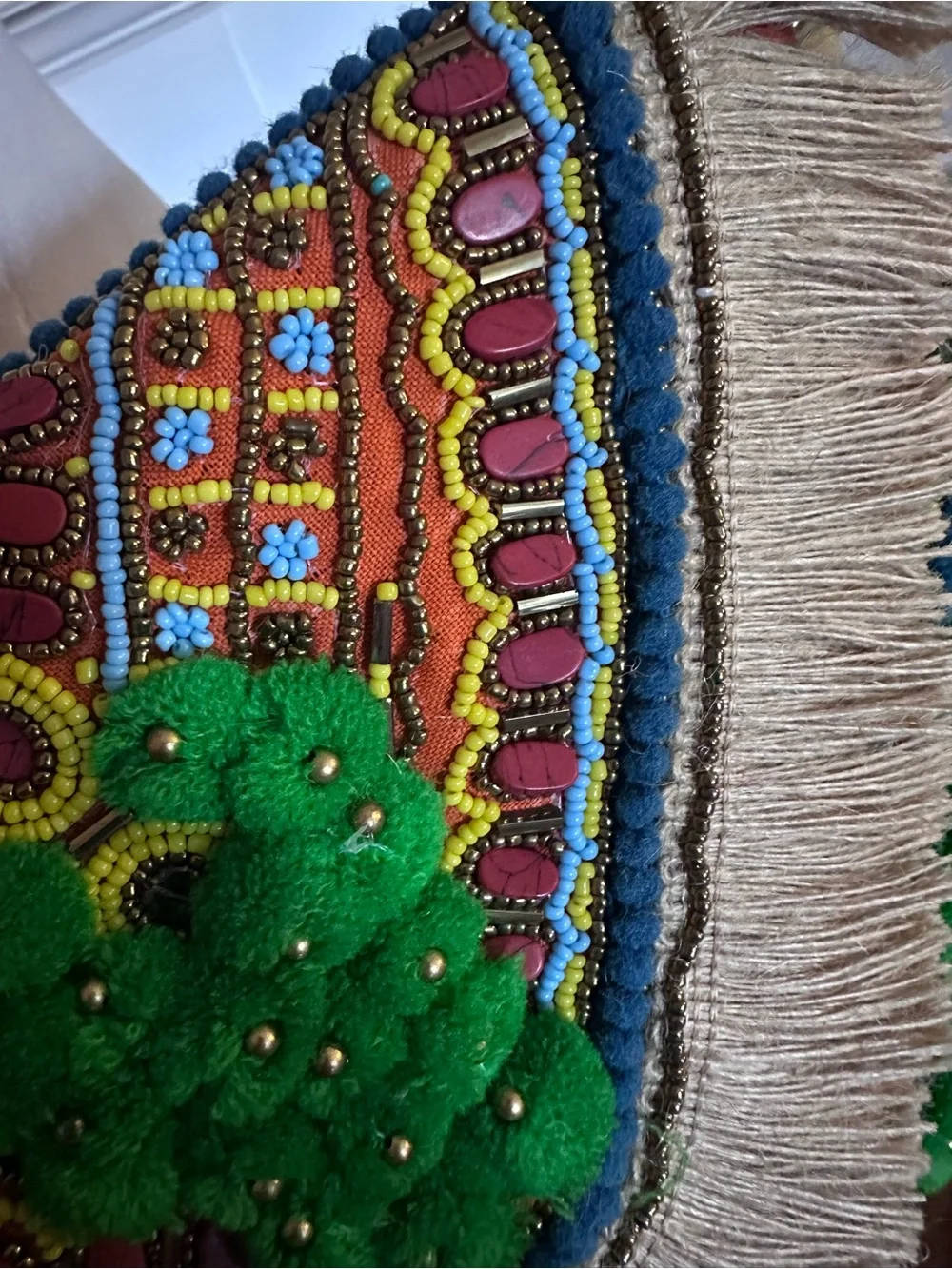 Green Embellished Fringe Crossbody Bag - Boho Statement